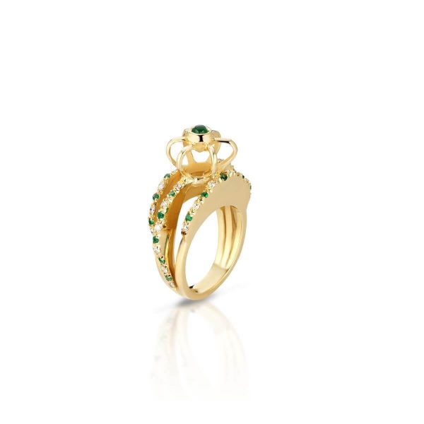 Anello con diamanti e smeraldi