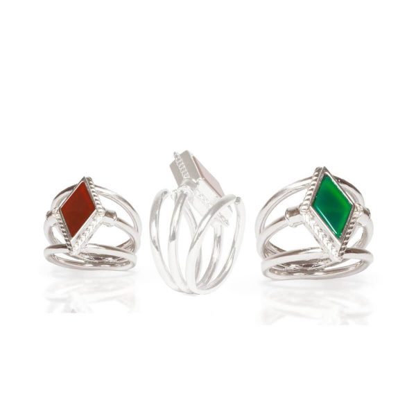 Anello con agata verde e corniola