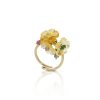 Hydrothermal quartz, tourmaline Flower-En ring