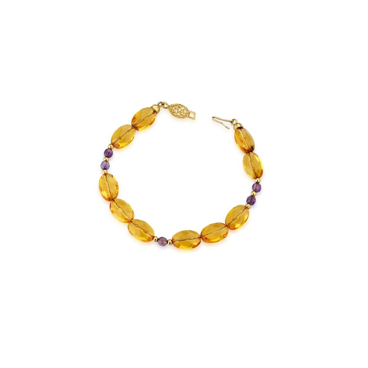 Hydrothermal quartz and amethyst  bracelet