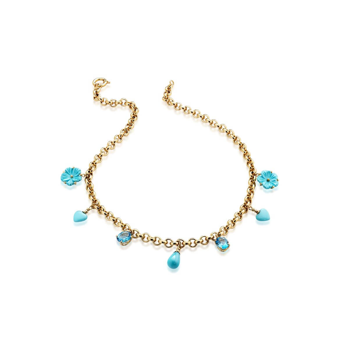Swiss blue topaz and  reconstituted turquoise necklace