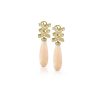 Pink coral and diamond earrings
