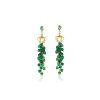 Emerald, green agate and 8/8 diamond cut earrings